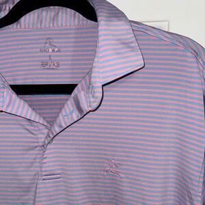 Rhoback Blue and Pink Striped Performance Polo